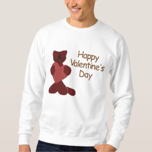 Braune Katze mit roter Herzstickerei Besticktes Sweatshirt
