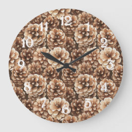 Braune Kiefernzapfen Brautdusche Große Wanduhr