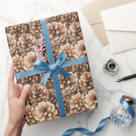 Braune Kiefernzapfen Geburtstag Geschenkpapier