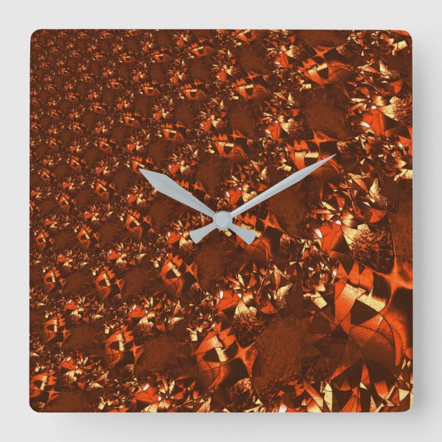 Braune Koralle, mit Prägung Quadratische Wanduhr (Vorderseite)