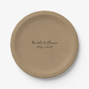 Braune Kraft Minimal Moderne Hochzeit Pappteller