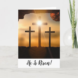 Braune Kreuze Er ist Christlich zu Ostern verschon Feiertagskarte