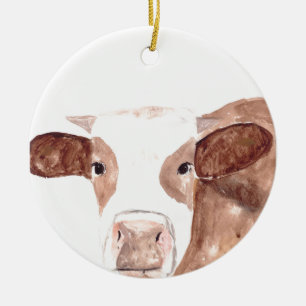 Braune Kuh Aquarell Tier Natur Bauernhof Schottisc Keramikornament