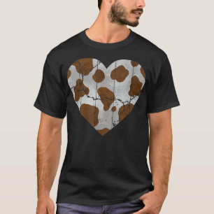 Braune Kuh Print Herz Niedlich Farm Tierkühe T-Shirt