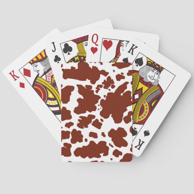Braune Kuh Spots Print Cowboy Bauer Spielkarten (Rückseite)