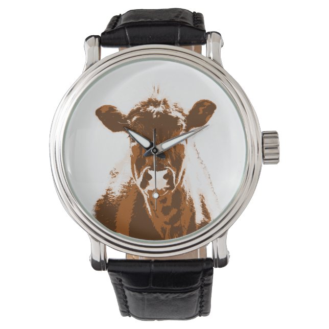 Braune Kuhfarm Armbanduhr (Vorderseite)