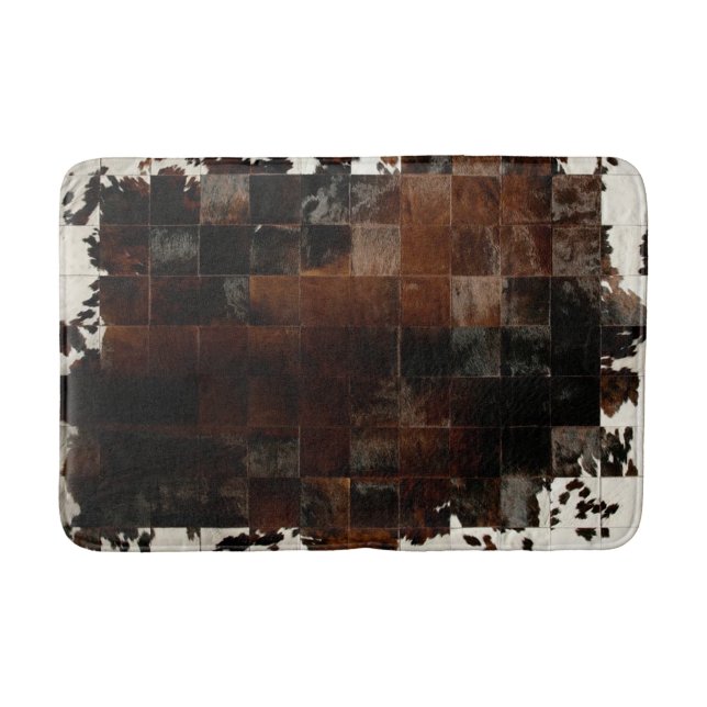 Braune Kuhleder-Patchwork-Prints Badematte (Vorderseite)
