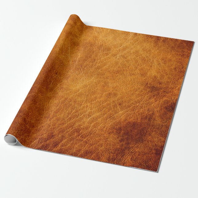 Braune Lederstruktur Geschenkpapier (Ungerollt)