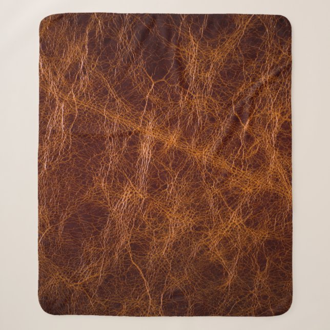 Braune Ledertextur, abstrakt, kunstvoll, künstlich Sherpadecke (Vorderseite)