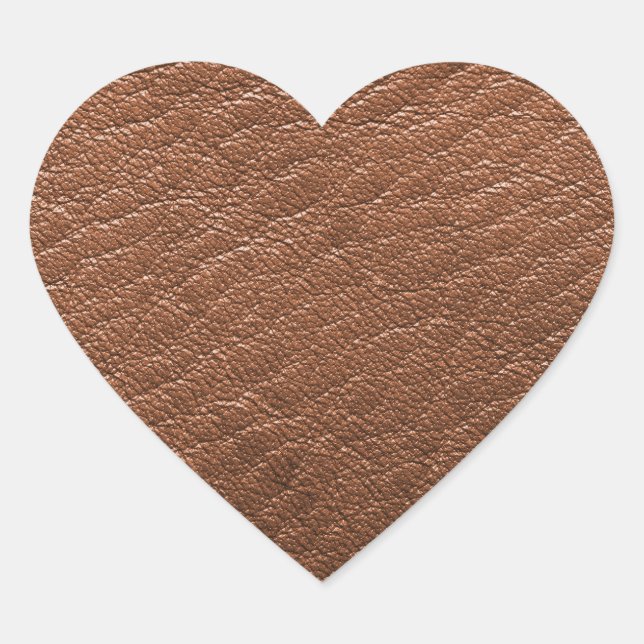 Braune Ledertextur Herz-Aufkleber (Vorderseite)