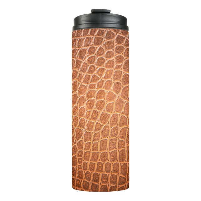 Braune Ledertextur Hinterhaut, abstrakt Thermosbecher (Vorderseite)