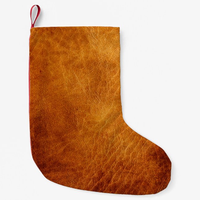 Braune Ledertextur Kleiner Weihnachtsstrumpf (Vorderseite)