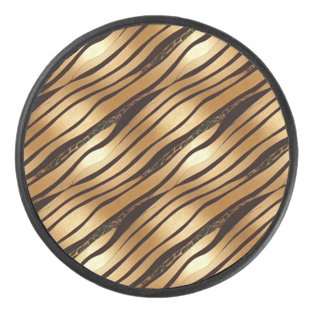 Braune Leopard-Streifen Eishockey Puck (Vorderseite)