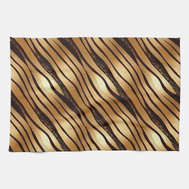 Braune Leopard-Streifen Geschirrtuch (Horizontal)