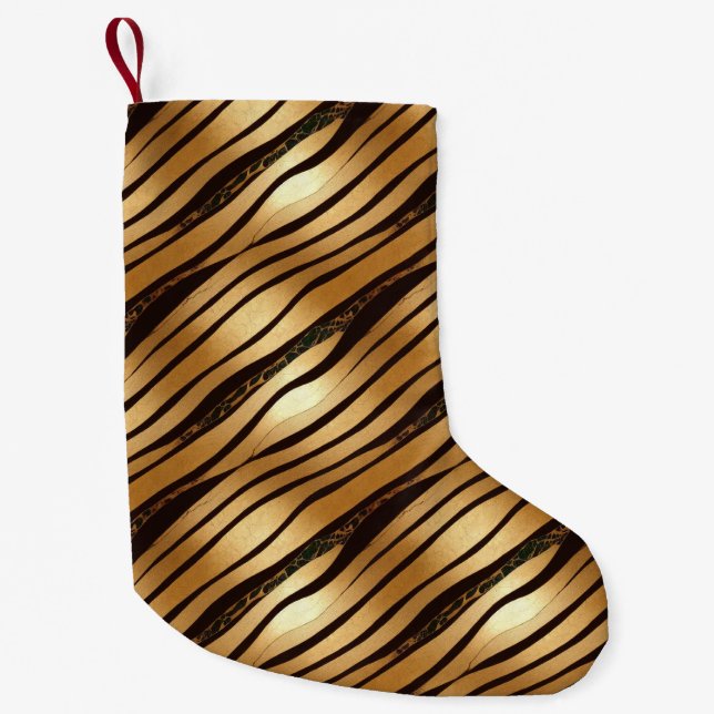 Braune Leopard-Streifen Kleiner Weihnachtsstrumpf (Vorderseite)