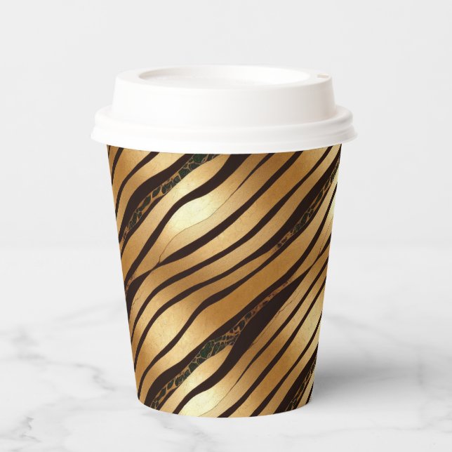 Braune Leopard-Streifen Pappbecher (Vorderseite)