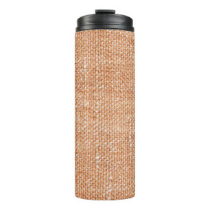Braune Linen Leinwand Textur Hintergrund Thermosbecher