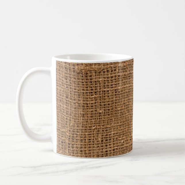 Braune Linen Leinwand Textur Kaffeetasse (Links)