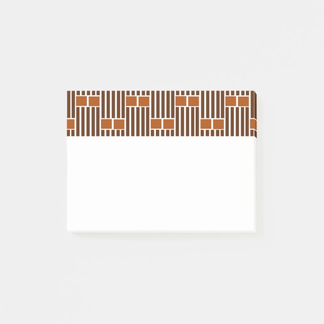 Braune Linien und Boxen Post-it Klebezettel (Vorderseite)
