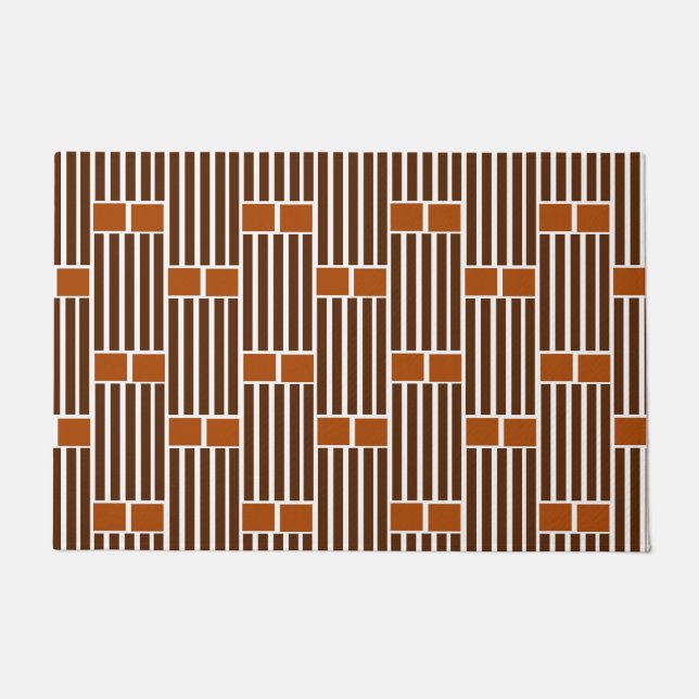 Braune Linien und Kästchen  Fußmatte (Vorderseite)