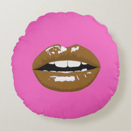 Braune Lippen Rundes Kissen
