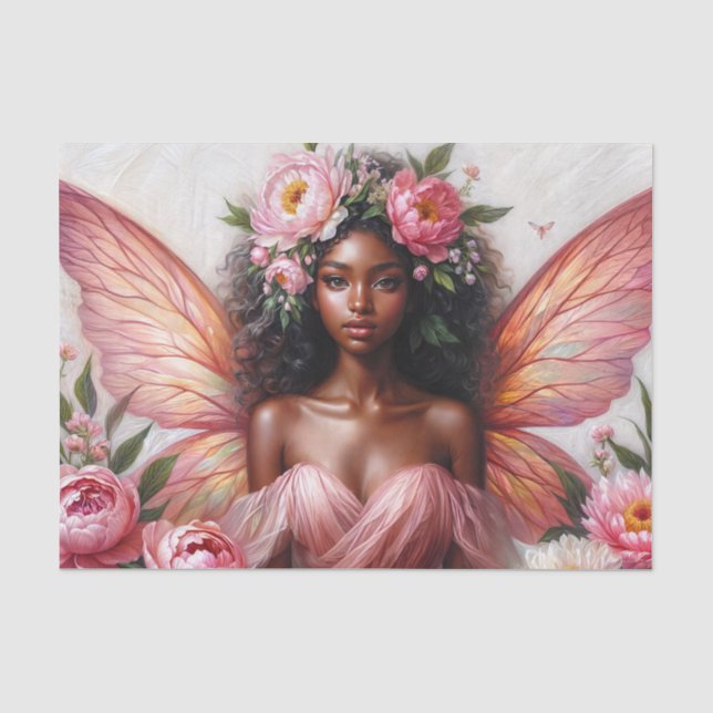 Braune Mähne mit rosa Flügel und Zinnen Seidenpapier (Vorderseite)
