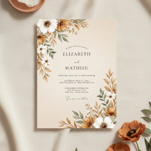 Braune malerische Blumenschwung-Hochzeit Einladung