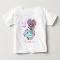 Braune Meerjungfrau mit Dolphin Birthday Baby T - 