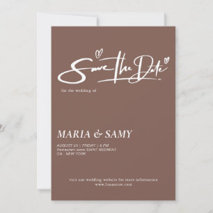 Braune minimalistische bohemianische Hochzeit Save The Date