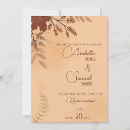 Braune Minimalistische Hochzeit im Herbst Einladun Einladung