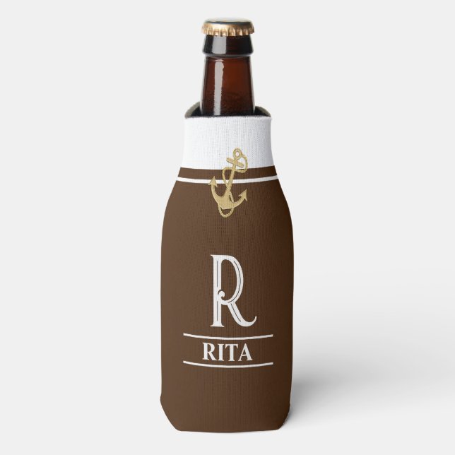 Braune Mit Monogramm Flasche Cooler Flaschenkühler (Flaschenvorderseite)