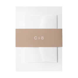 Braune moderne Hochzeit mit Monogramm Einladungsbanderole