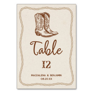 Braune moderne westliche Cowboy-Stiefel Seil-Hochz Tischnummer