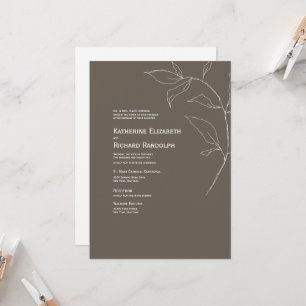 Braune moderne Zwei-Orte-Hochzeitseinladung Einladung