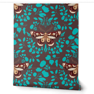 Braune Motte und Aquamarine Folientafel, braun Tapete
