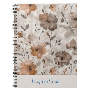 Braune Orange Creme Blumen Notizblock