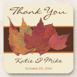 Braune Orange Elfenbeinkühe getrocknete Blätter Un Getränkeuntersetzer