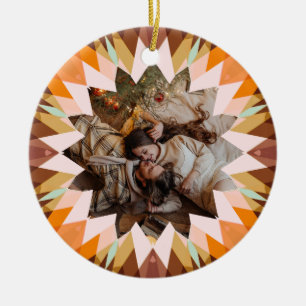 Braune Orange Weihnachtsstern-Foto-Geschenkbaum Keramik Ornament