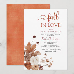 Braune Orange Wilde Blume Verliebe dich Baby-Party Einladung
