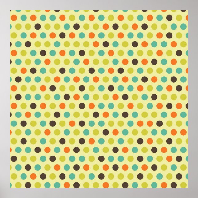 Braune, orangefarbene, Aquamarine und gelbgrüne Po Poster (Vorne)