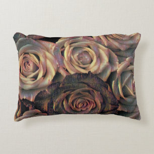 Braune, orangefarbene, goldene Rose Akzent Kissen