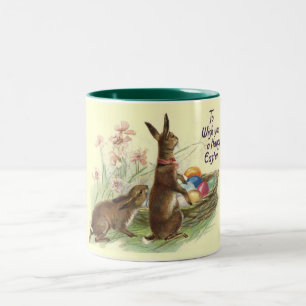 Braune Osterhasen Eier im Korb, ZSSG Zweifarbige Tasse