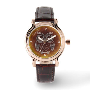 Braune Owl Name Armbanduhr
