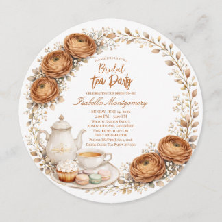 Braune Palette Tea Party Brautparty Einladung