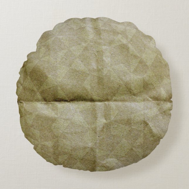 Braune Papierfalte. Mach das Papier kaputt. Hinter Rundes Kissen (Vorderseite)