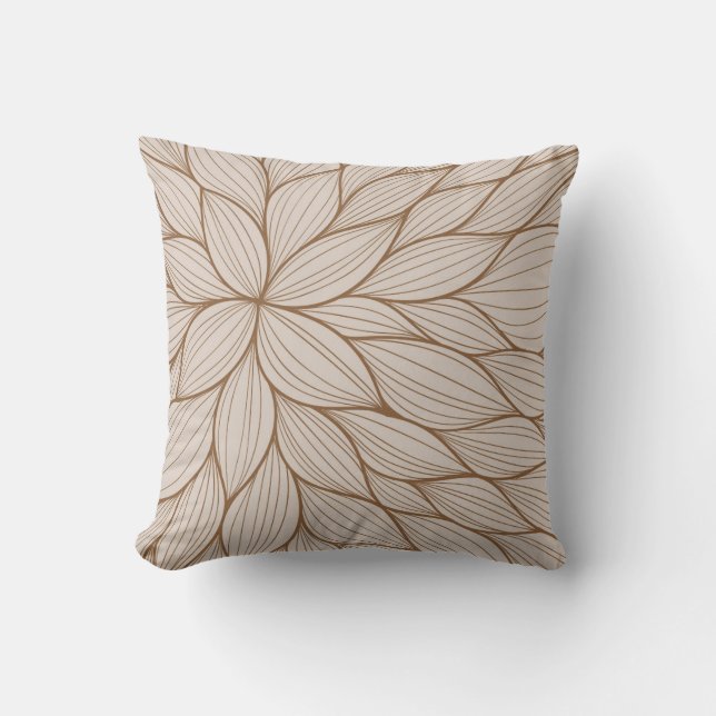 Braune Pastel Petal Wasserfarbkissen Kissen (Vorderseite)