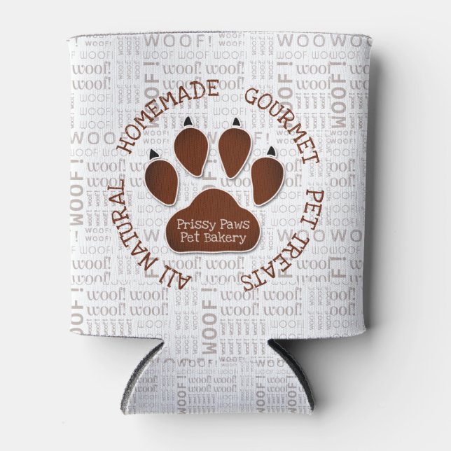 Braune Paw Print mit Firmenname Dosenkühler (Vorderseite)