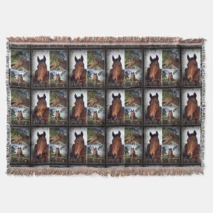 Braune Pferde FotoCollage, Knochendecke Decke