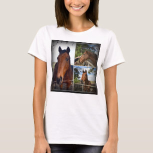 braune Pferde in einer FotoCollage, T-Shirt