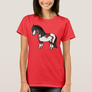Braune Pinto-Shetlandpony-Cartoon-Illustration T-Shirt